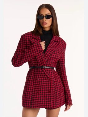 Jou Jou Red and Black Houndstooth Coat Lining